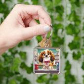 ファンタジーかわいい犬のポスト キーホルダー (手)