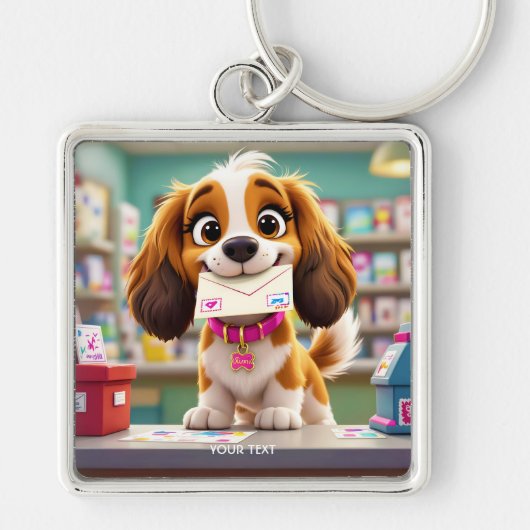 ファンタジーかわいい犬のポスト キーホルダー (正面)