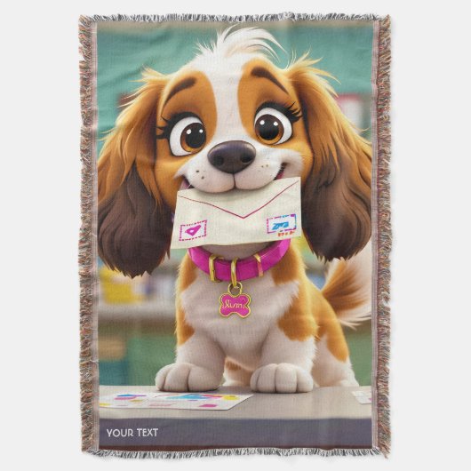 ファンタジーかわいい犬のポスト スローブランケット (正面縦)