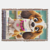 ファンタジーかわいい犬のポスト スローブランケット (正面)
