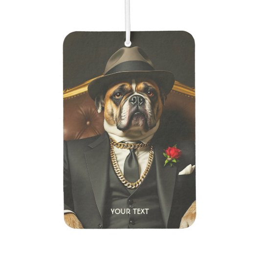 ファンタジーかわいい犬の黒いスーツ カーエアーフレッシュナー (正面)