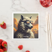 ファンタジーかわいい狼の服を着た羊 スタンダードカクテルナプキン (インサイチュ)