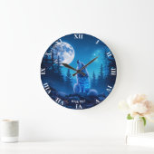 ファンタジーかわいい狼ダブル博覧会 ラージ壁時計 (ホーム)
