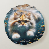 ファンタジーかわいい猫が水中で泳ぐ ラウンドクッション (裏面)