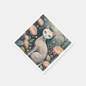 ファンタジーかわいい猫の花林 スタンダードカクテルナプキン (角)