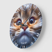 ファンタジーかわいい猫スノーフレーク ラージ壁時計 (傾斜)