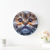 ファンタジーかわいい猫スノーフレーク ラージ壁時計 (ホーム)