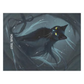 ファンタジーかわいい猫ナイトブラック テーブルクロス (正面(横))