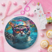 ファンタジーかわいい猫プール ペーパープレート (パーティー)