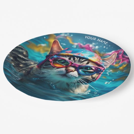 ファンタジーかわいい猫プール ペーパープレート (アングル)