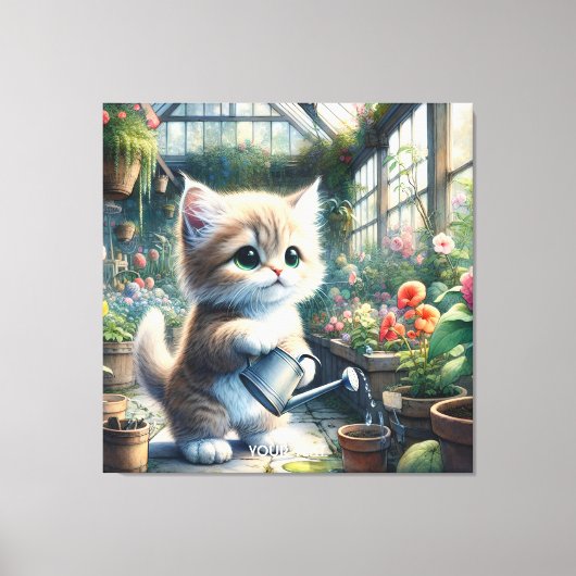 ファンタジーかわいい猫園花 キャンバスプリント (正面)