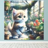 ファンタジーかわいい猫園花 キャンバスプリント (インサイチュ (ウッドフロア))