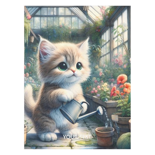 ファンタジーかわいい猫園花 テーブルクロス (正面)