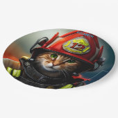 ファンタジーかわいい猫消防士スーツ。 ペーパープレート (アングル)