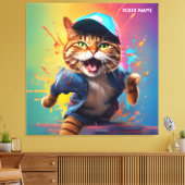 ファンタジーかわいい猫踊りお尻ポップ・アートの- キャンバスプリント (インサイチュ (リビング))