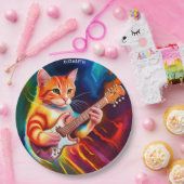 ファンタジーかわいい猫遊のギター ペーパープレート (パーティー)