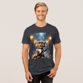 ファンタジーかわいい猫遊の番上 トライブレンドＴシャツ (正面全面)