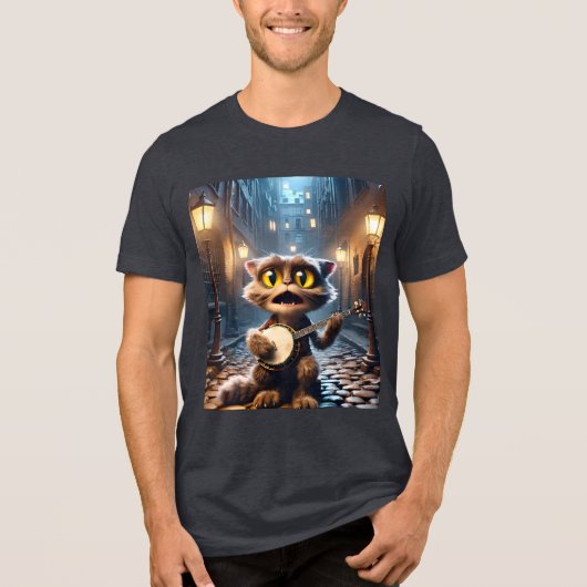 ファンタジーかわいい猫遊の番上 トライブレンドＴシャツ (正面)
