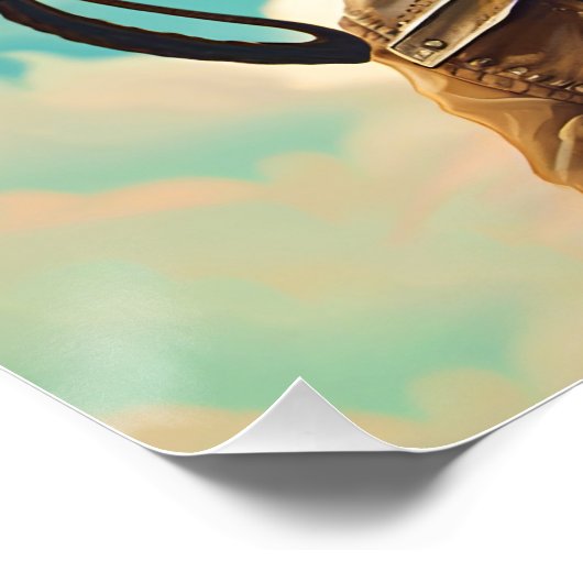 ファンタジーかわいい猫飛んでいる飛行機 ポスター (コーナー)