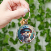 ファンタジーかわいい猫魚釣り棒 キーホルダー (手)