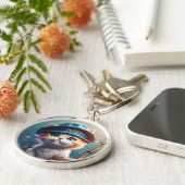 ファンタジーかわいい猫魚釣り棒 キーホルダー (側面)