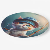 ファンタジーかわいい猫魚釣り棒 ペーパープレート (アングル)