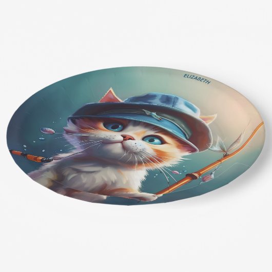 ファンタジーかわいい猫魚釣り棒 ペーパープレート (アングル)