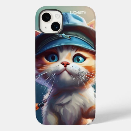 ファンタジーかわいい猫魚釣り棒 Case-Mate iPhoneケース (裏面)
