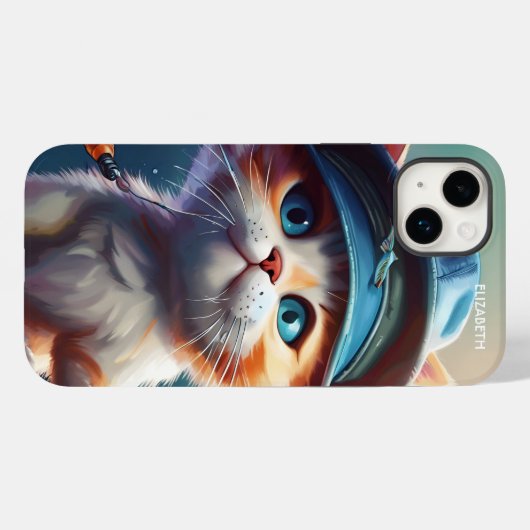 ファンタジーかわいい猫魚釣り棒 Case-Mate iPhoneケース (裏面 (横))