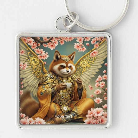 ファンタジーかわいい王様たぬき茶 キーホルダー (正面)