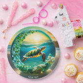 ファンタジーかわいい生き生きとした亀の波 ペーパープレート (パーティー)