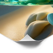 ファンタジーかわいい生き生きとした亀の波 ポスター (コーナー)