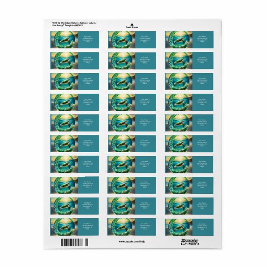 ファンタジーかわいい生き生きとした亀の波 ラベル (フルシート)