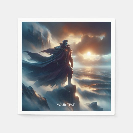 ファンタジーかわいい男の夜海 スタンダードカクテルナプキン (正面)