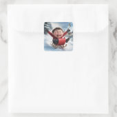 ファンタジーかわいい男の子そり雪 スクエアシール (バッグ)