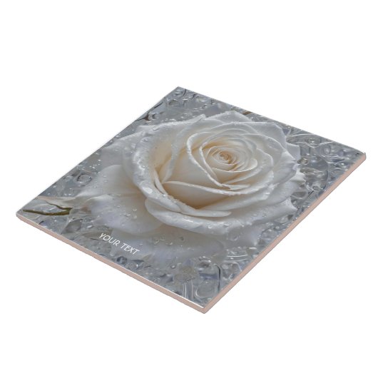 ファンタジーかわいい白いバラのドロップ タイル (側面)