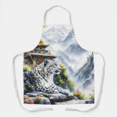 ファンタジーかわいい白ヒョウ山脈 エプロン (正面)