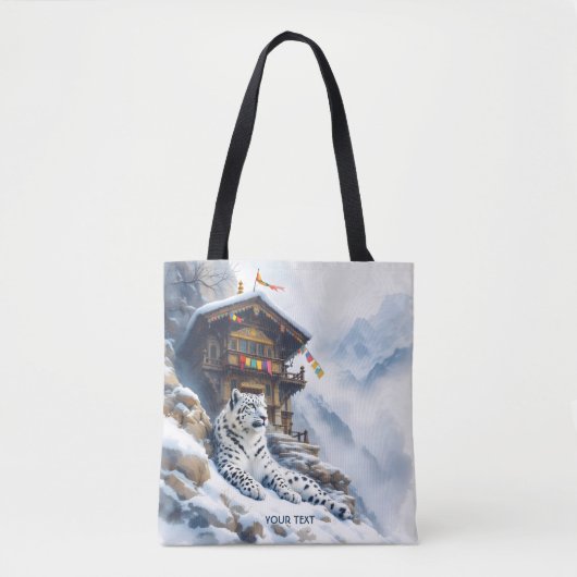 ファンタジーかわいい白ヒョウ雪 トートバッグ (正面)