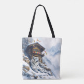ファンタジーかわいい白ヒョウ雪 トートバッグ (裏面)