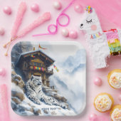 ファンタジーかわいい白ヒョウ雪 ペーパープレート (パーティー)