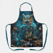 ファンタジーかわいい真鍮ターコイズフクロウ エプロン (正面)