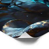 ファンタジーかわいい真鍮ターコイズフクロウ ポスター (コーナー)