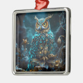 ファンタジーかわいい真鍮ターコイズフクロウ メタルオーナメント (左)