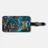 ファンタジーかわいい真鍮ターコイズフクロウ ラゲッジタグ (裏面横)