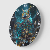 ファンタジーかわいい真鍮ターコイズフクロウ ラージ壁時計 (傾斜)
