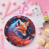 ファンタジーかわいい眠るキツネ蝶 ペーパープレート (パーティー)