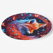 ファンタジーかわいい眠るキツネ蝶 ペーパープレート (アングル)