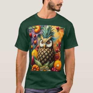 ファンタジーかわいい穏やかなパイナップルフクロウ Tシャツ