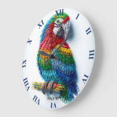 ファンタジーかわいい紙クリップ鳥 ラージ壁時計 (傾斜)