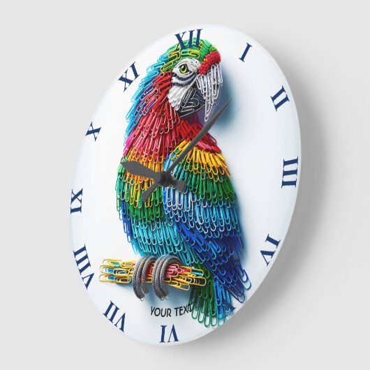 ファンタジーかわいい紙クリップ鳥 ラージ壁時計 (傾斜)